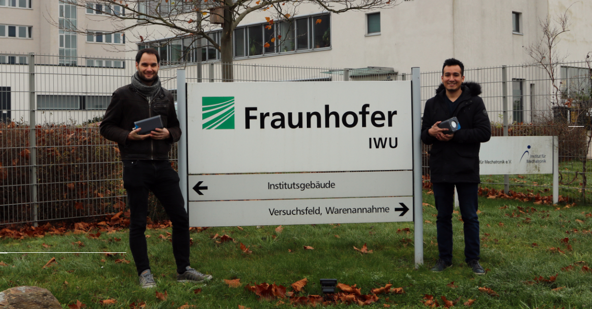 /mecorad´s collegues Thomas Stein and Alexis Ojeda in front of Fraunhofer IWU in Chemnitz