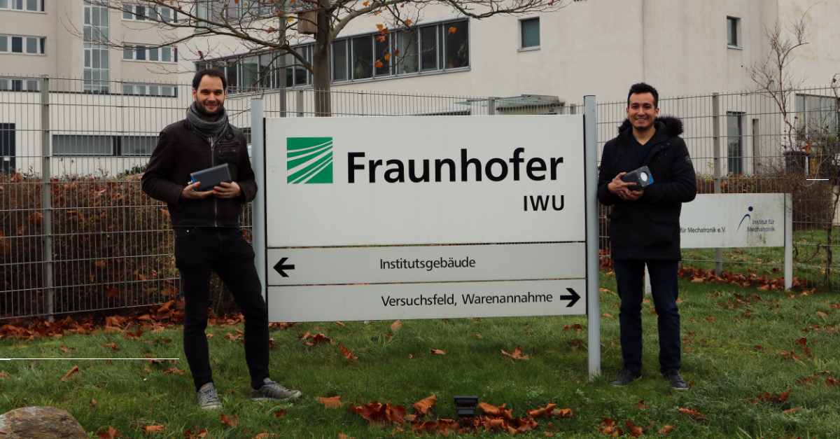 mecorad´s collegues Thomas Stein and Alexis Ojeda in front of Fraunhofer IWU in Chemnitz