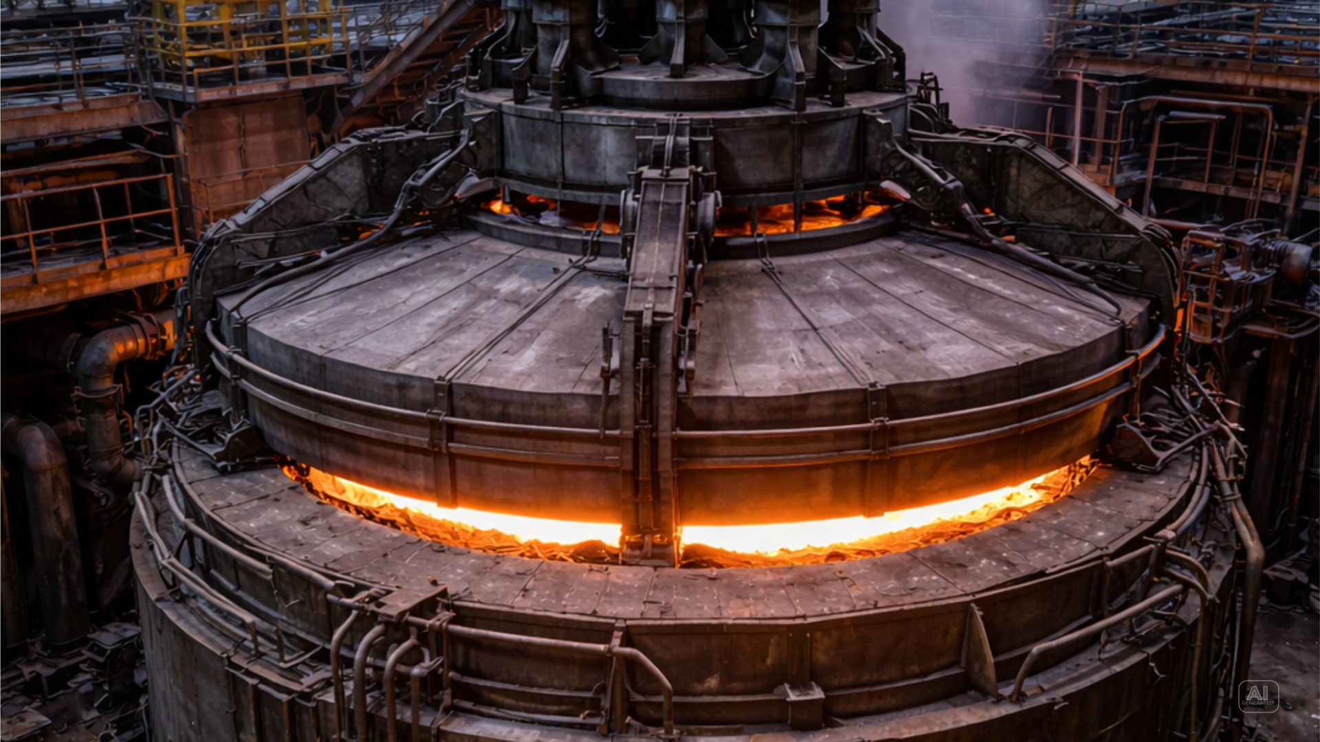 Electric Arc Furnace in a steel plant
